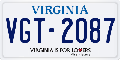 VA license plate VGT2087