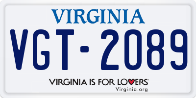 VA license plate VGT2089