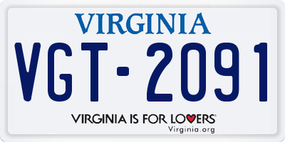VA license plate VGT2091