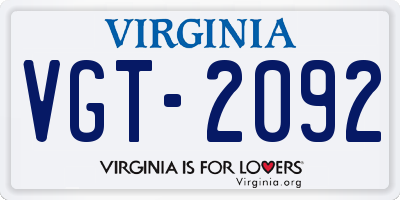 VA license plate VGT2092