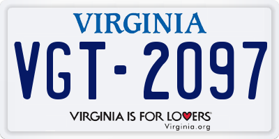 VA license plate VGT2097