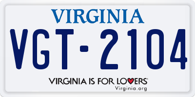 VA license plate VGT2104