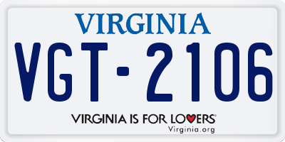 VA license plate VGT2106