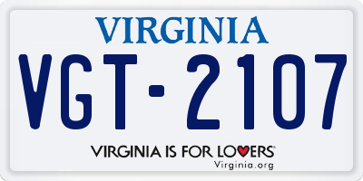 VA license plate VGT2107