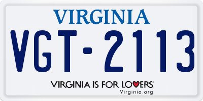 VA license plate VGT2113