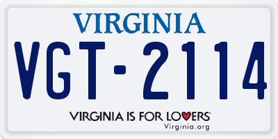 VA license plate VGT2114