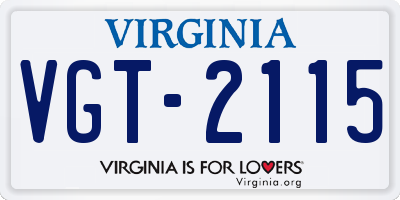 VA license plate VGT2115