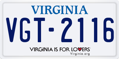 VA license plate VGT2116