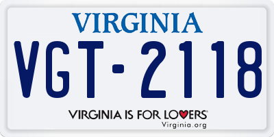 VA license plate VGT2118