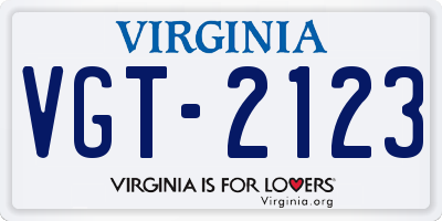 VA license plate VGT2123