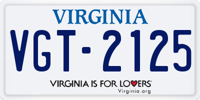 VA license plate VGT2125
