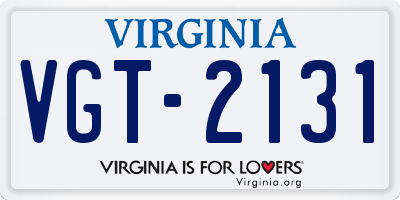 VA license plate VGT2131