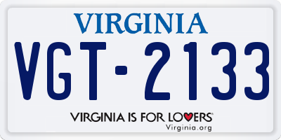 VA license plate VGT2133