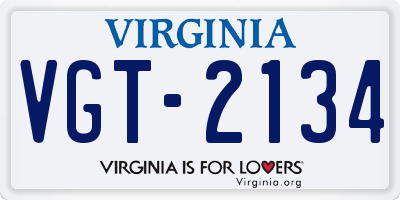 VA license plate VGT2134