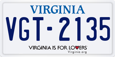 VA license plate VGT2135