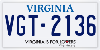 VA license plate VGT2136