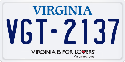 VA license plate VGT2137