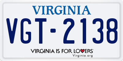 VA license plate VGT2138