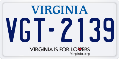 VA license plate VGT2139