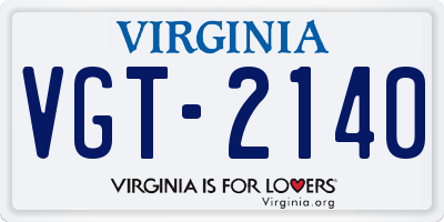 VA license plate VGT2140