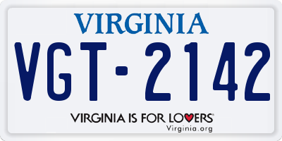 VA license plate VGT2142