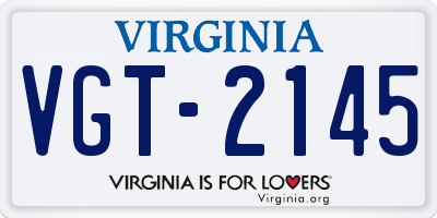VA license plate VGT2145