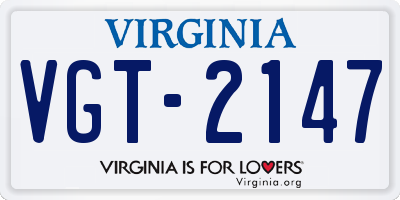 VA license plate VGT2147