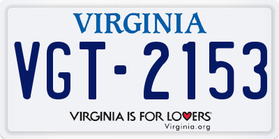 VA license plate VGT2153
