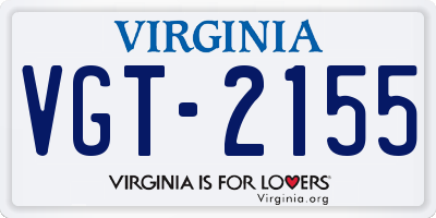 VA license plate VGT2155