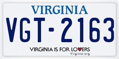 VA license plate VGT2163