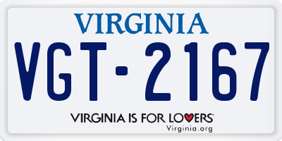 VA license plate VGT2167