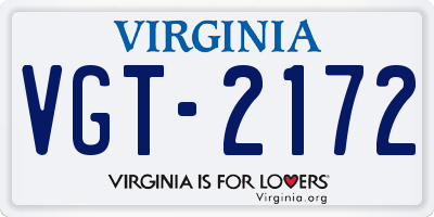 VA license plate VGT2172
