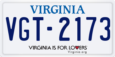 VA license plate VGT2173