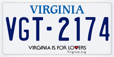 VA license plate VGT2174