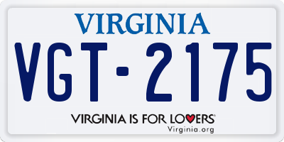 VA license plate VGT2175