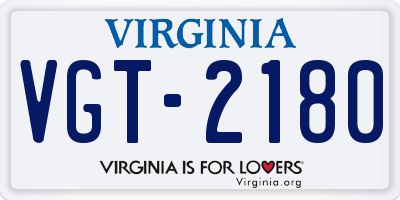 VA license plate VGT2180