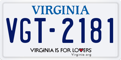 VA license plate VGT2181