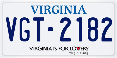 VA license plate VGT2182