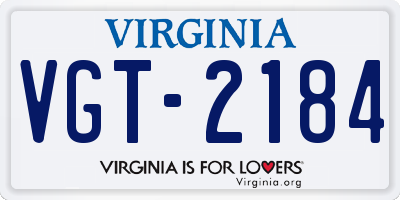 VA license plate VGT2184
