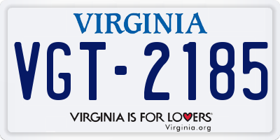 VA license plate VGT2185