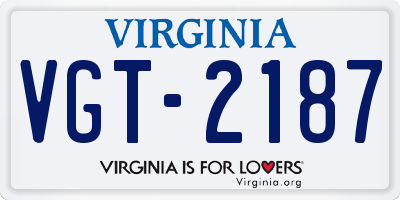 VA license plate VGT2187