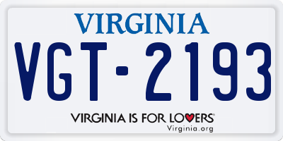 VA license plate VGT2193