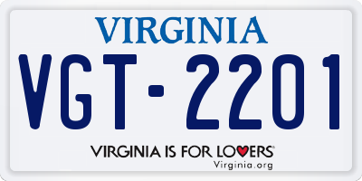 VA license plate VGT2201
