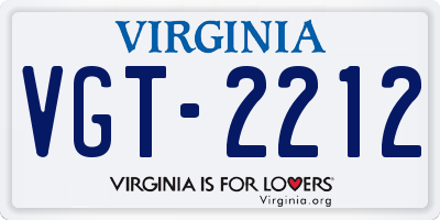 VA license plate VGT2212