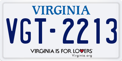 VA license plate VGT2213