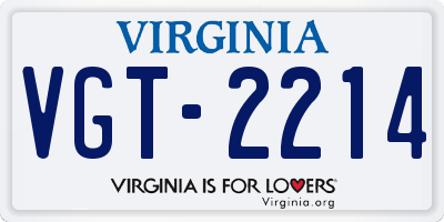 VA license plate VGT2214