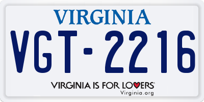 VA license plate VGT2216