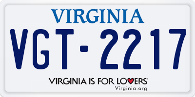 VA license plate VGT2217