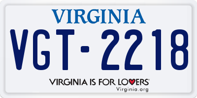VA license plate VGT2218