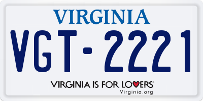 VA license plate VGT2221
